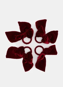 4 pack portatovaglioli con fiocco in velluto