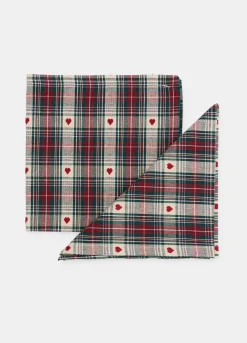 2 pack tovaglioli in cotone con motivo cuori