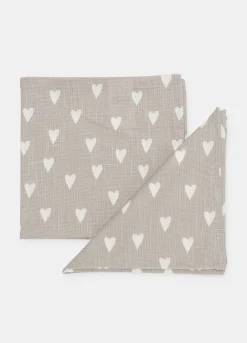 2 pack tovaglioli in cotone a cuori
