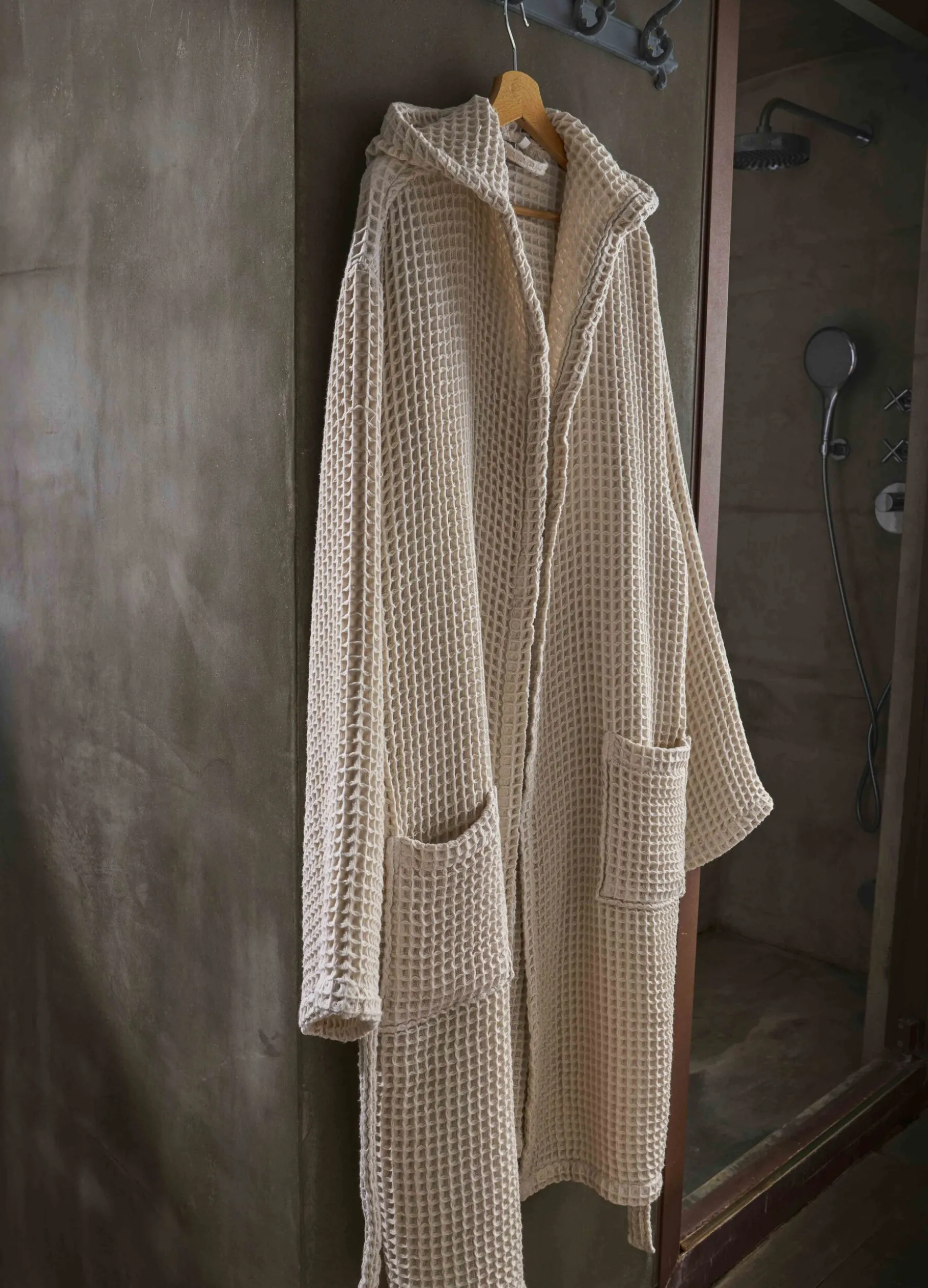 Accappatoio in puro cotone waffle Made in Portogallo