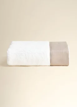 Asciugamano viso in puro cotone con bordo in lino