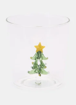 Bicchiere in vetro con albero di Natale