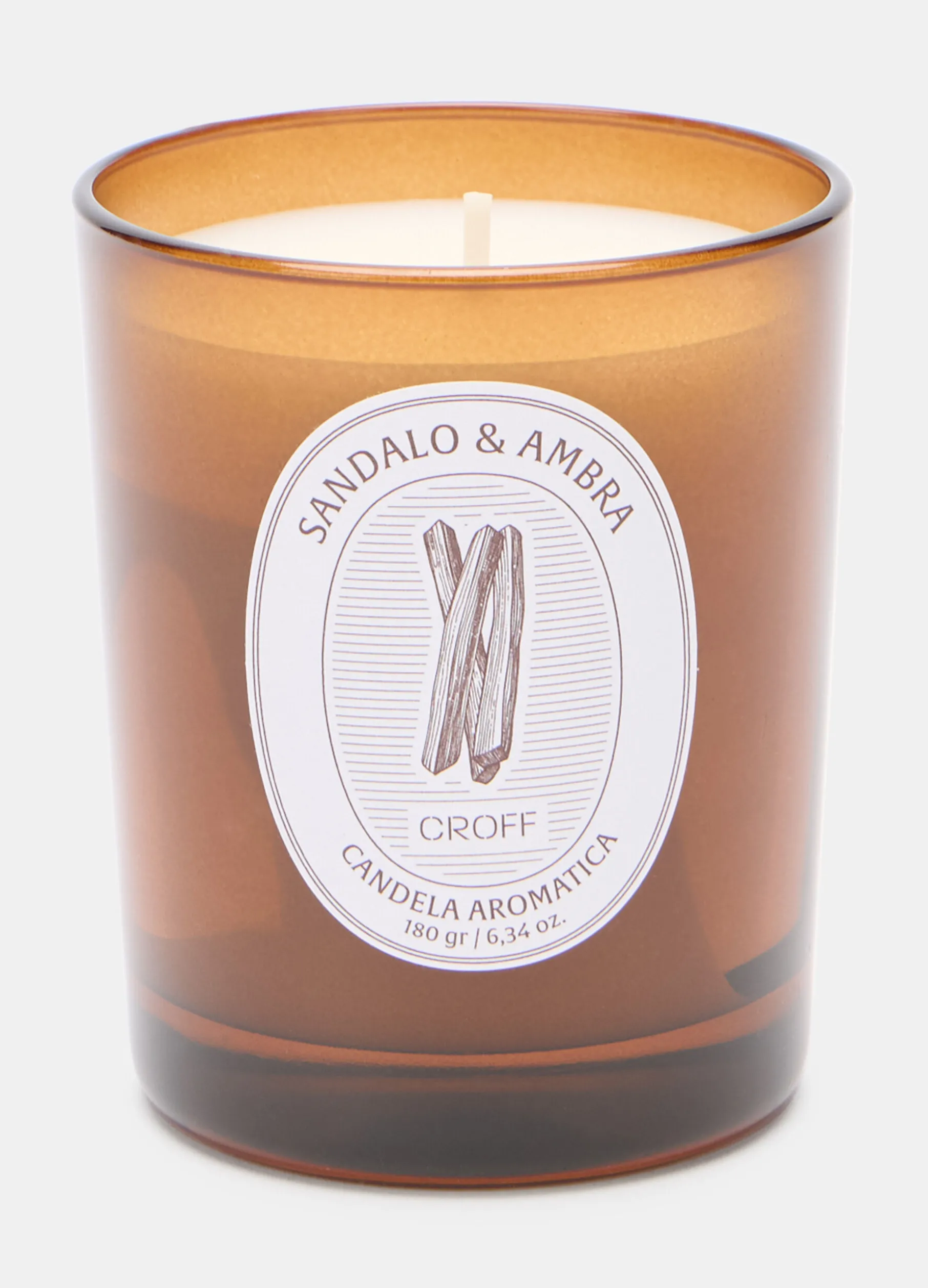 Candela Sandalo e Ambra in vetro colorato