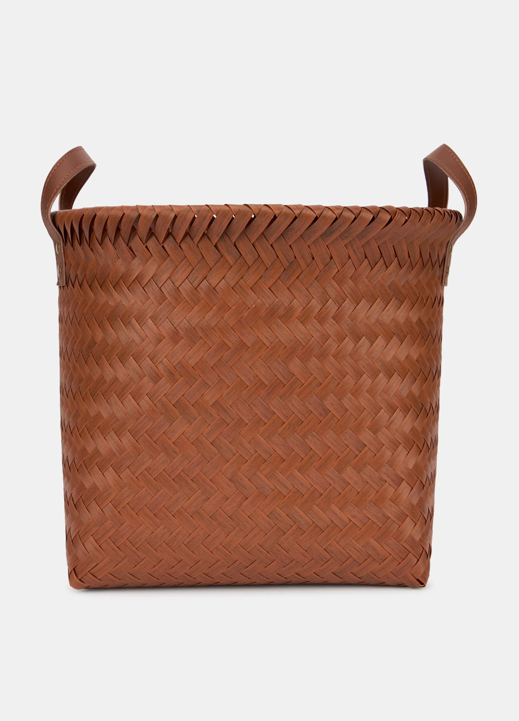 Cesta intrecciata larga effetto legno