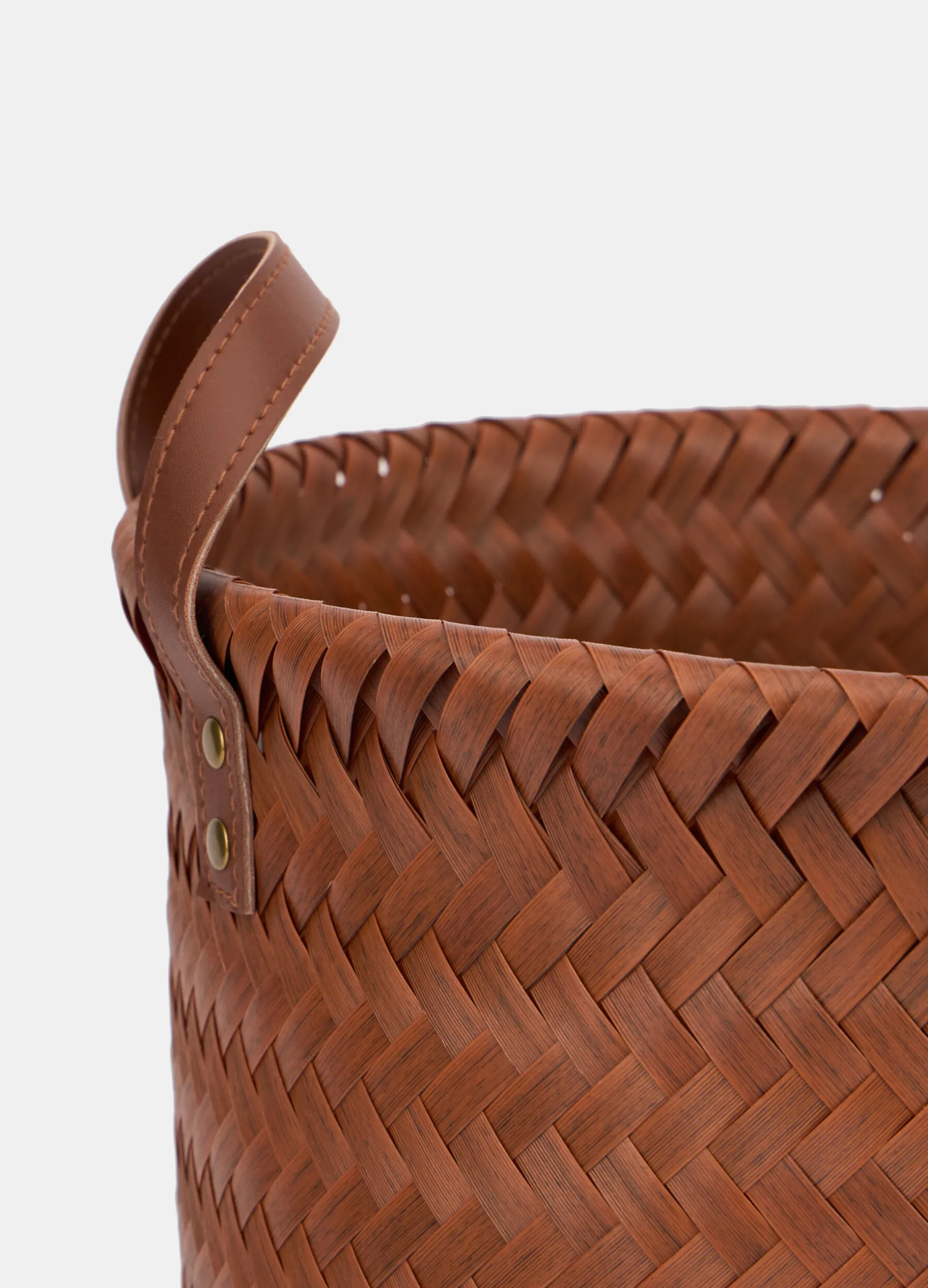 Cesta intrecciata larga effetto legno