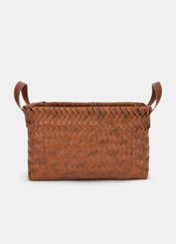 Cesta rettangolare grande intrecciata effetto legno