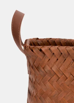 Cesta rettangolare grande intrecciata effetto legno