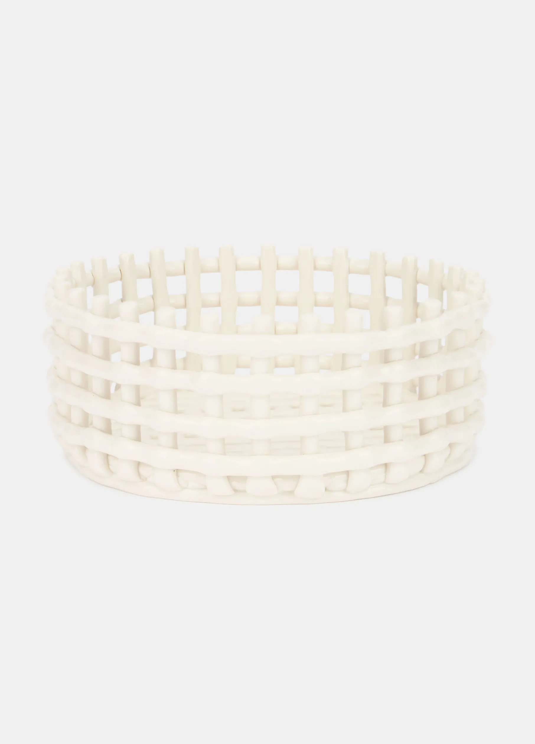 Cestino intrecciato in ceramica