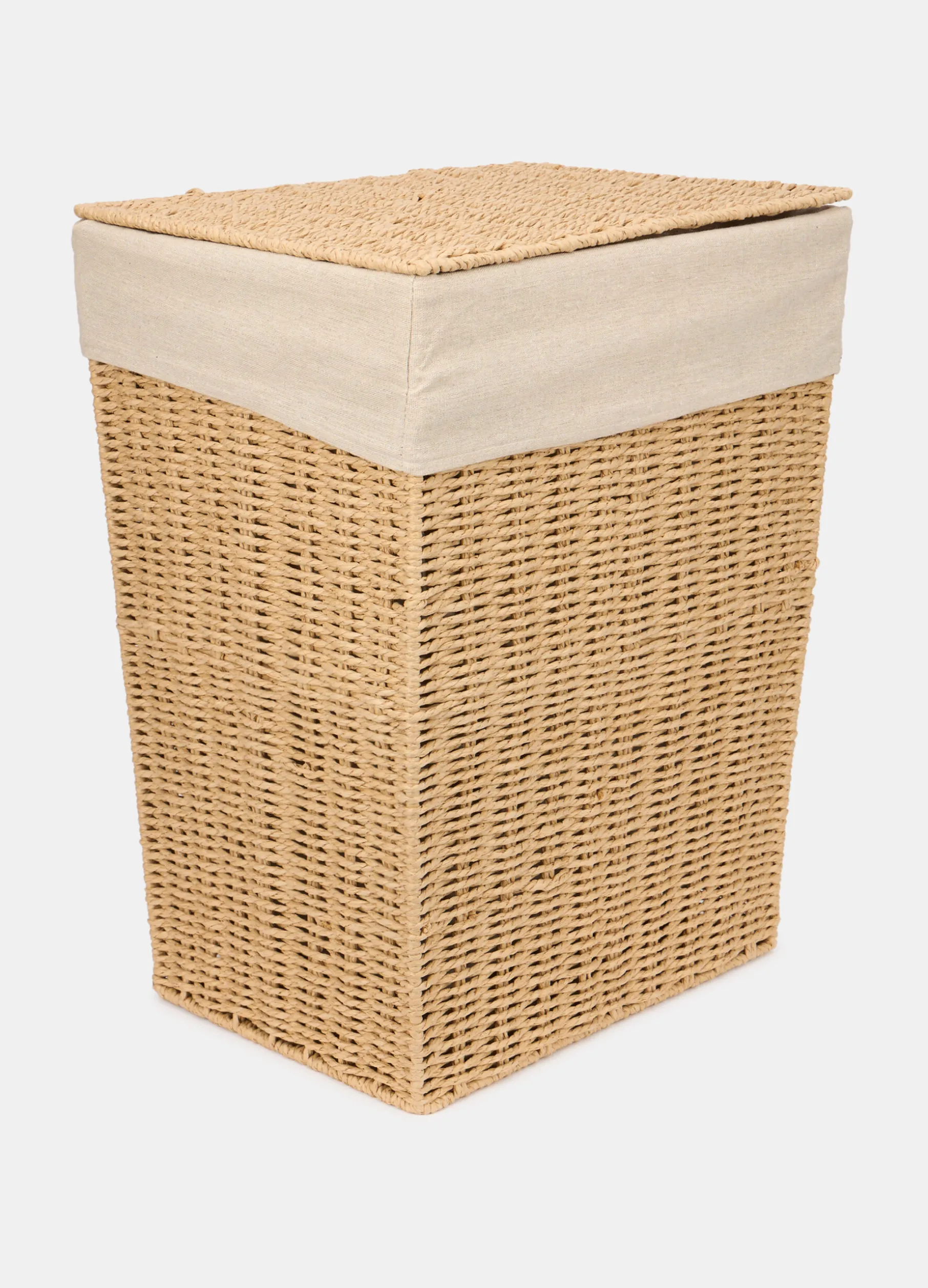 Cesto portabiancheria intrecciato con coperchio