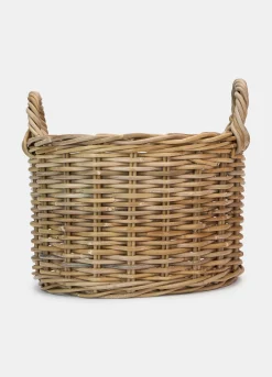 Cesto rotondo grande in vimini con manici