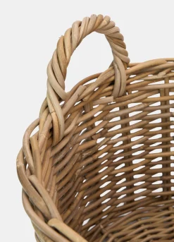 Cesto rotondo in vimini con manici