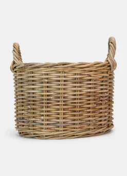 Cesto rotondo medio in vimini con manici