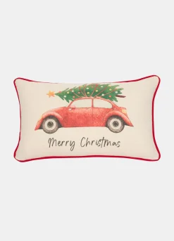 Cuscino Merry Christmas in cotone e lino