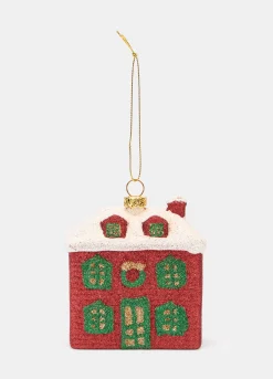 Ornamento casetta innevata glitterato