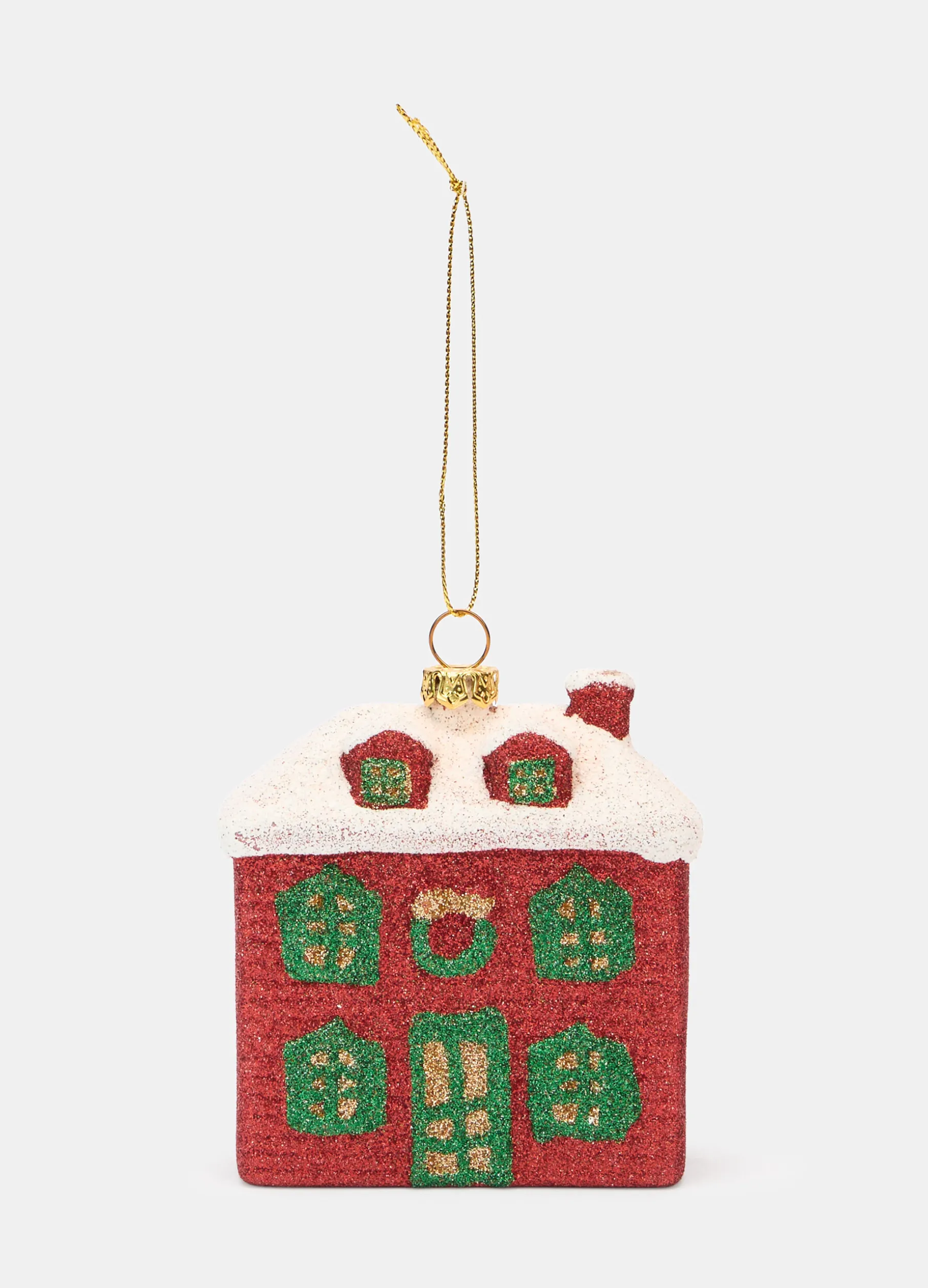 Ornamento casetta innevata glitterato