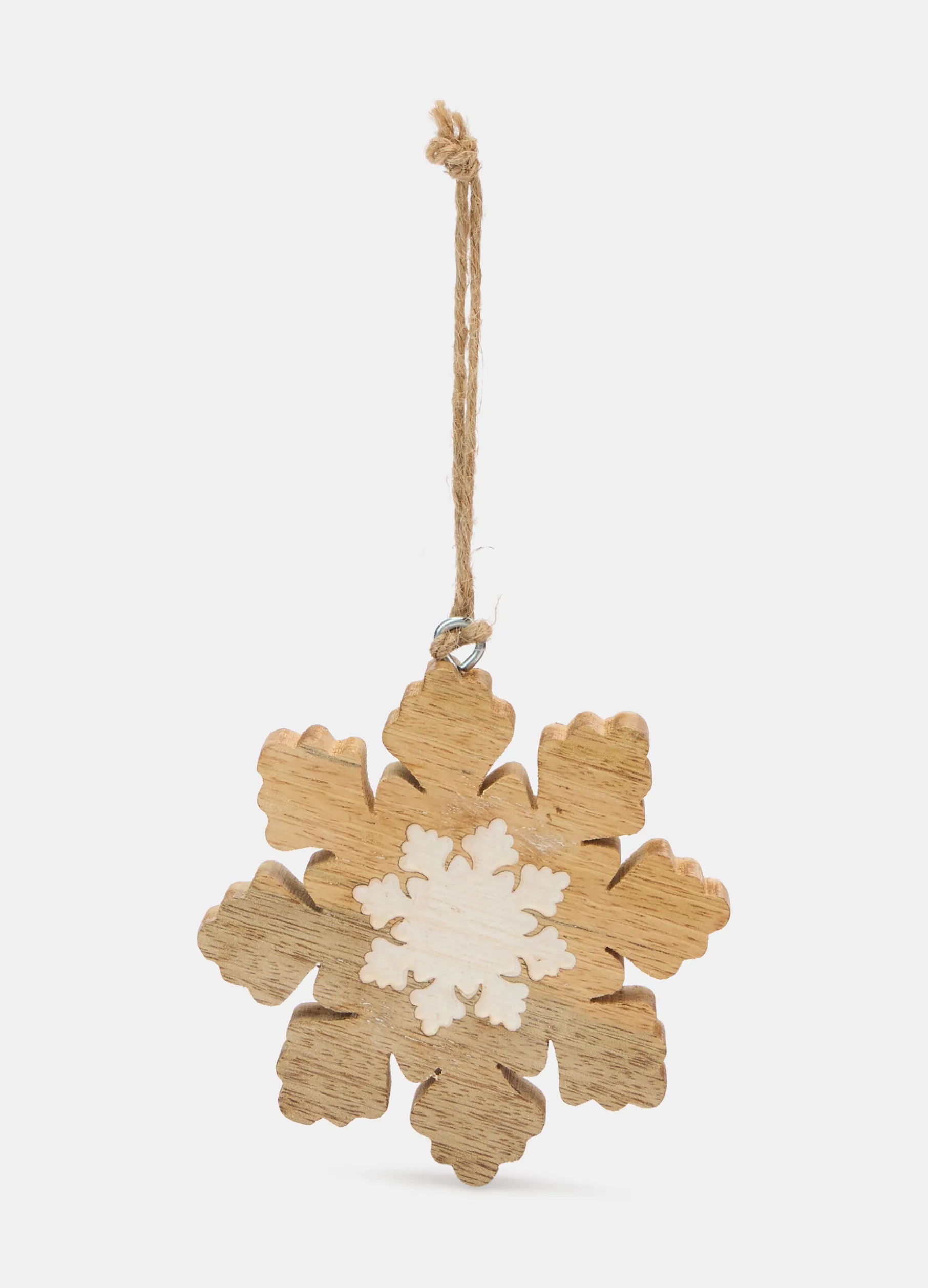 Ornamento fiocco di neve in legno