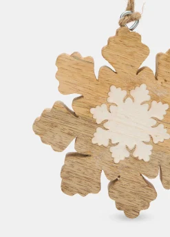 Ornamento fiocco di neve in legno