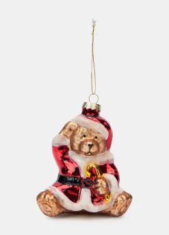 Ornamento orsetto di Natale in vetro