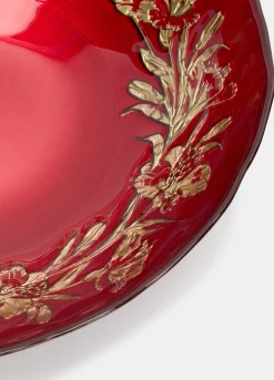 Piatto fondo in vetro con bordo floreale