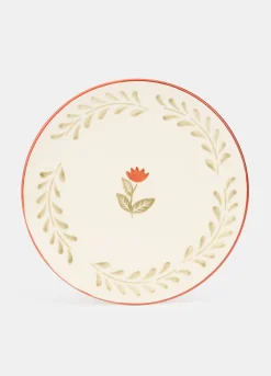 Piatto piano in ceramica con fiore