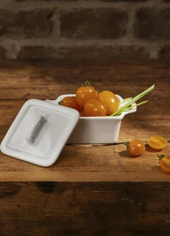 Pirofila quadrata in porcellana con coperchio