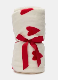 Plaid in pile con stampa a cuori