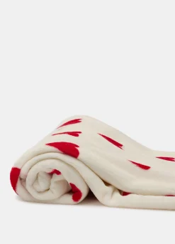 Plaid in pile con stampa a cuori