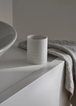 Porta spazzolino a righe in plastica