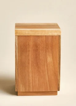 Portaspazzolini con coperchio in legno di acacia