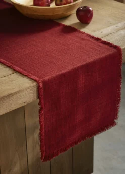 Runner effetto lino sfrangiato