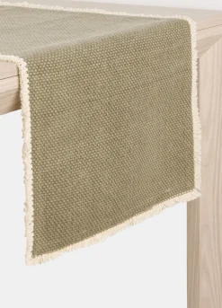 Runner in puro cotone con frange