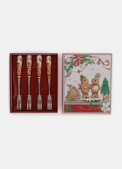 Set 4 forchettine da dessert natalizie