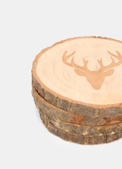 Set 4 sottobicchieri in legno grezzo