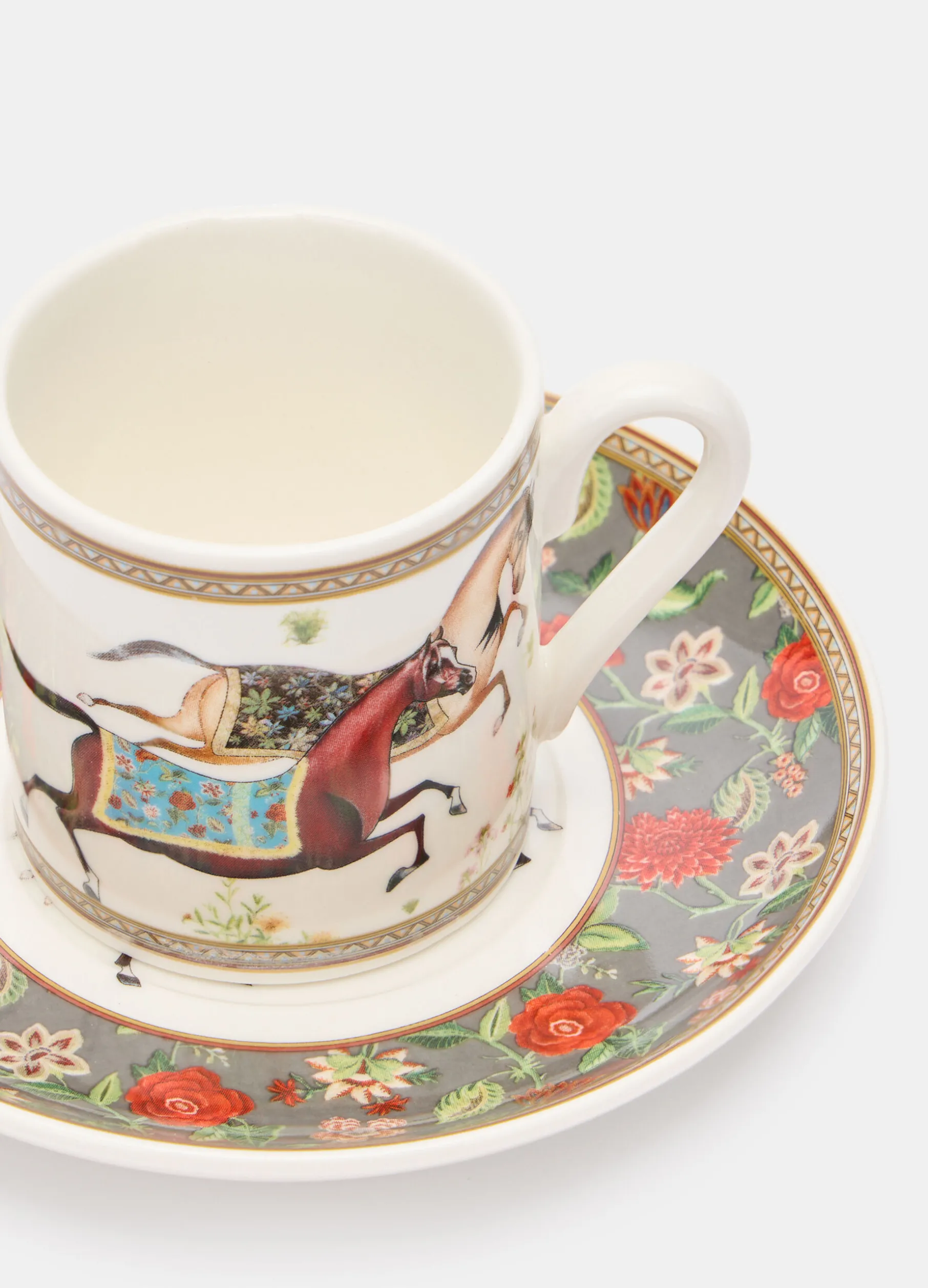 Set 2 tazzine da caffè con stampa cavalli