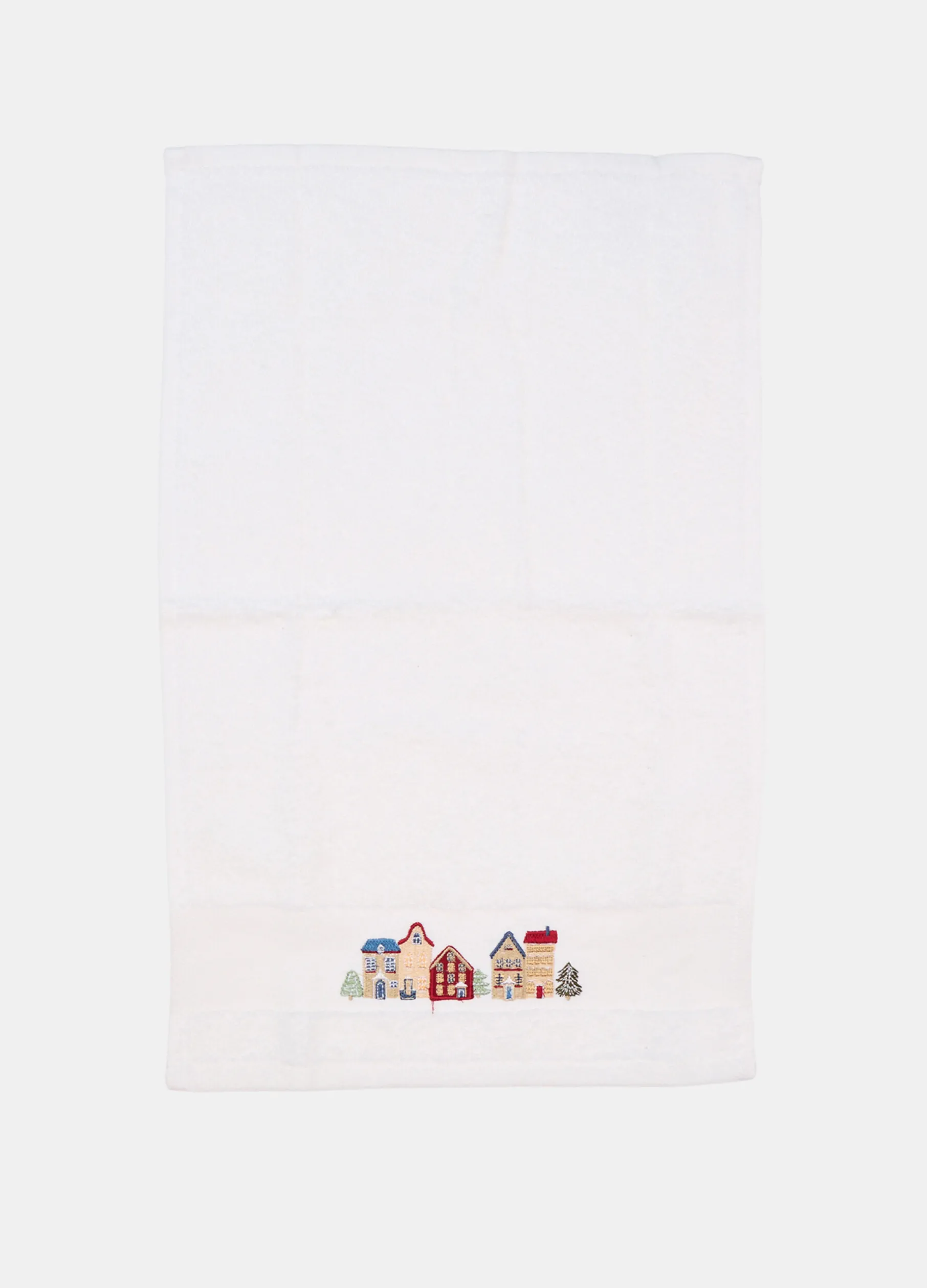 Set asciugamani con ricamo villaggio di Natale