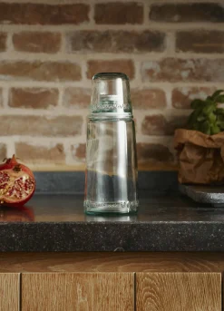 Set notte bottiglia e bicchiere in vetro riciclato