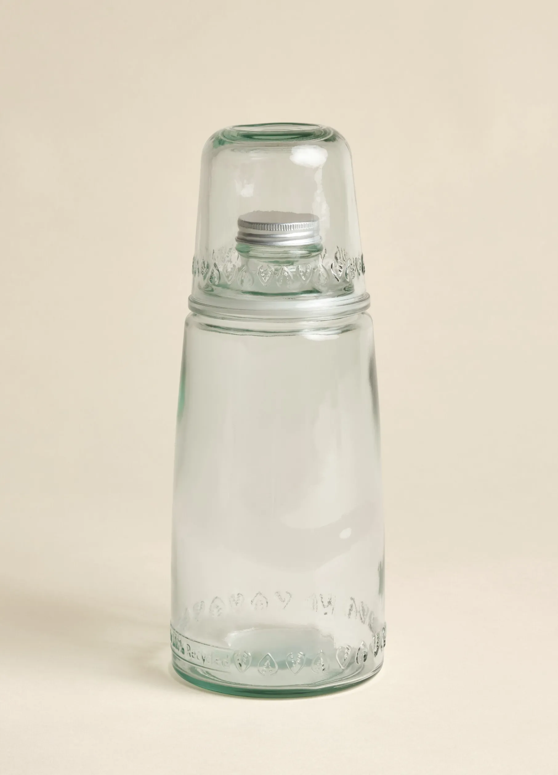 Set notte bottiglia e bicchiere in vetro riciclato