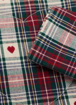 Set tovaglietta cuore e tovagliolo in cotone a scacchi