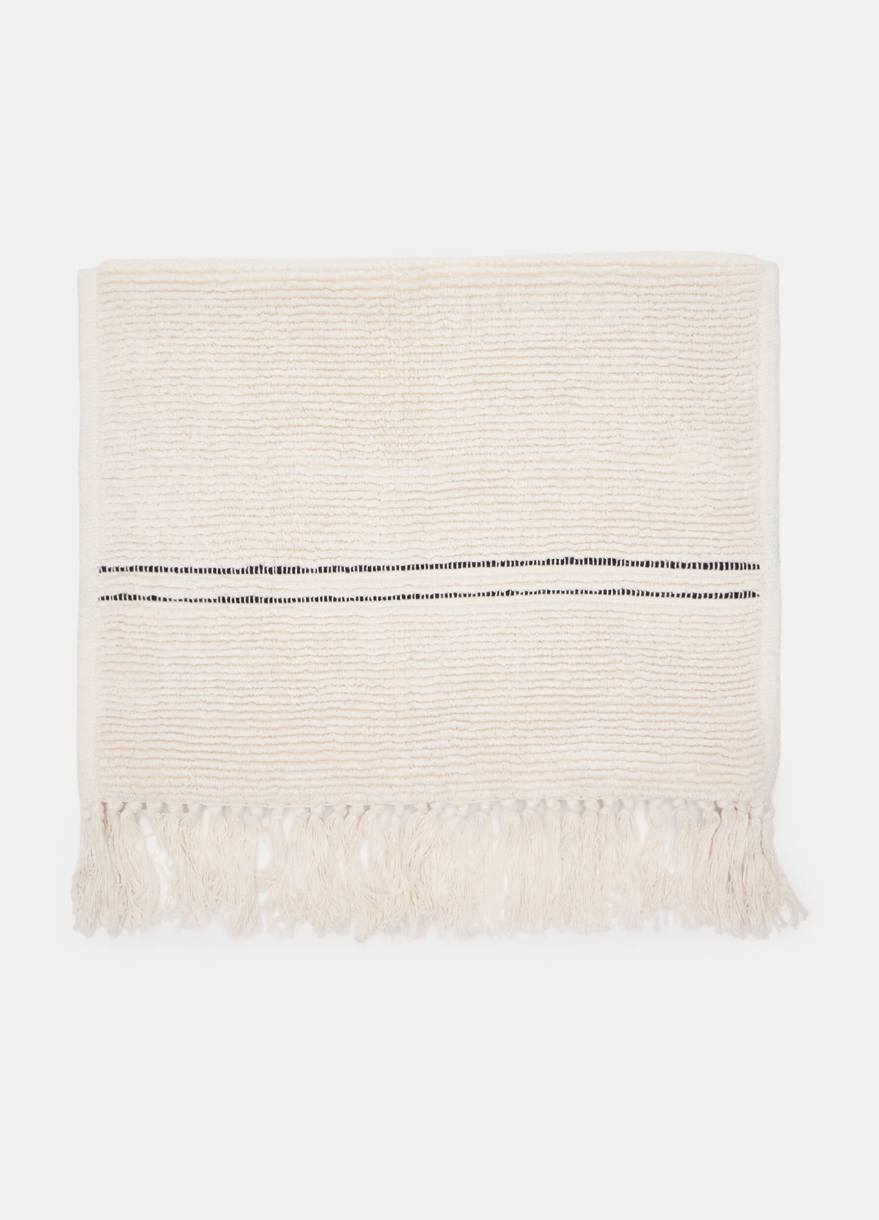 Tappetino per il bagno in cotone con frange