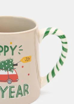 Tazza in ceramica con manico a strisce