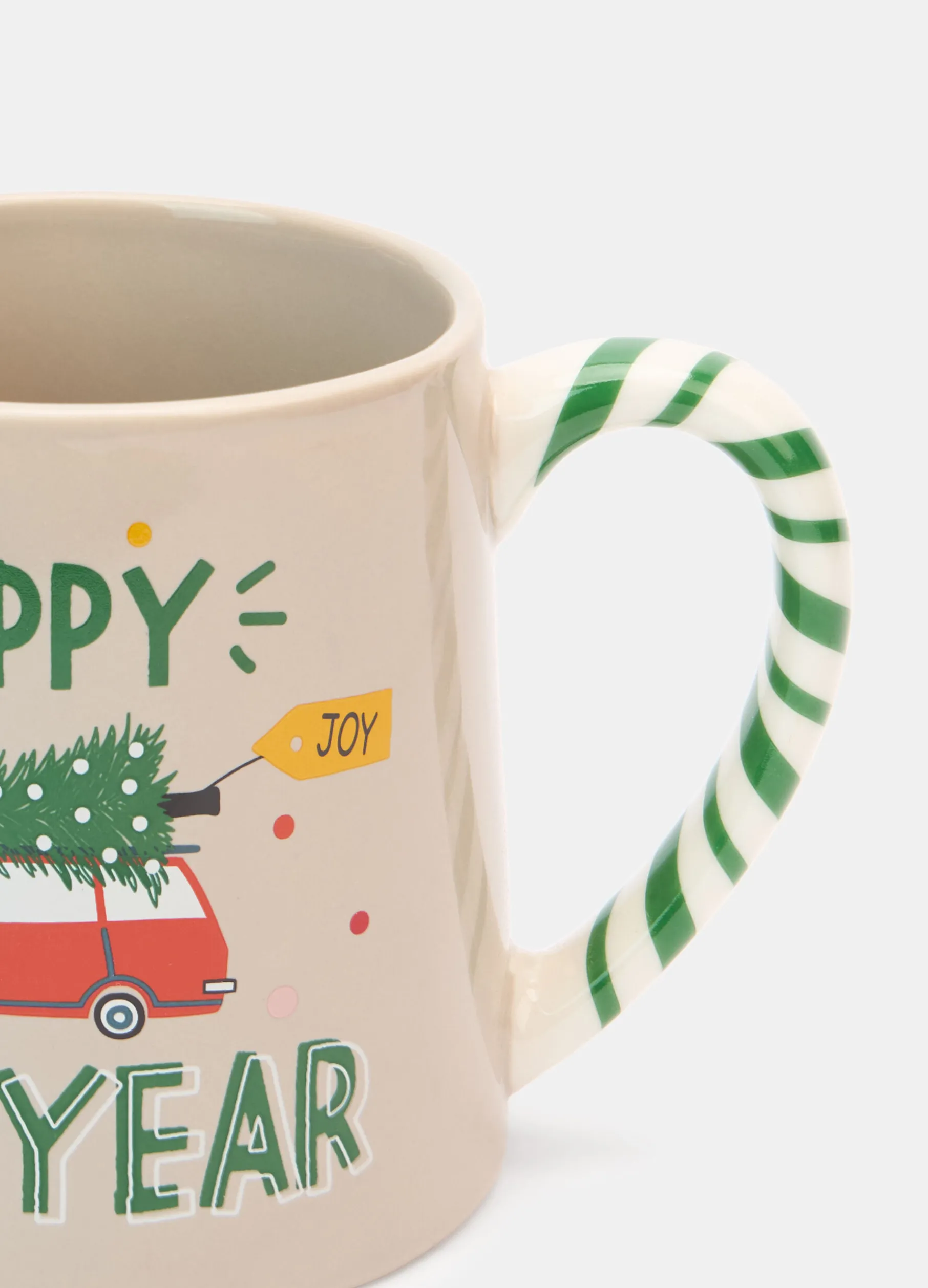 Tazza in ceramica con manico a strisce