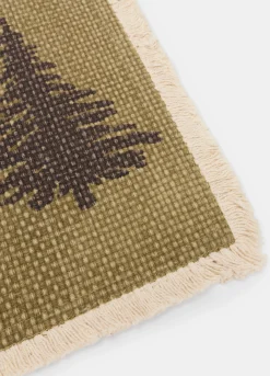 Tovaglietta abeti in cotone intrecciato con frange
