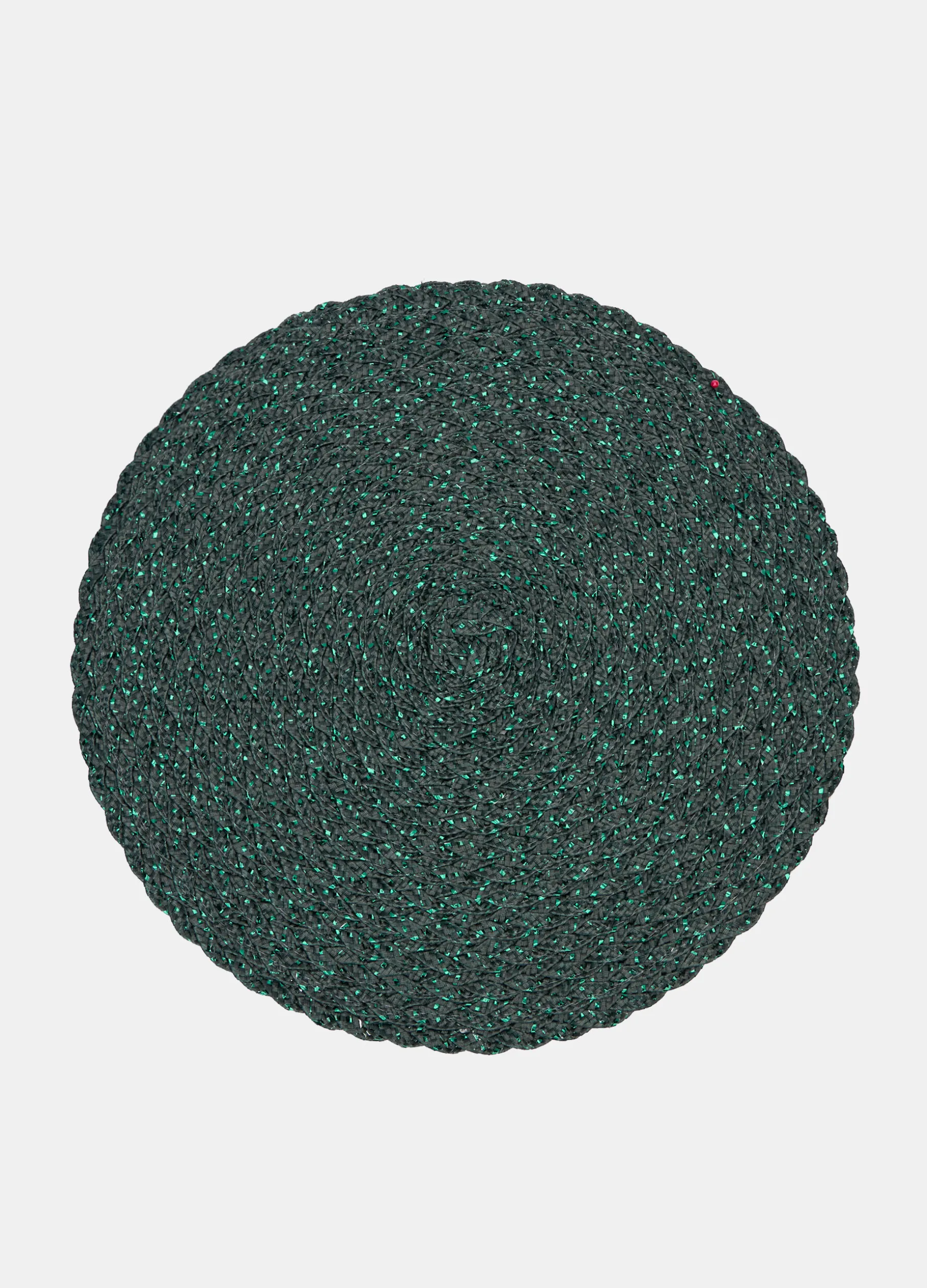 Tovaglietta rotonda intrecciata con dettagli lucidi