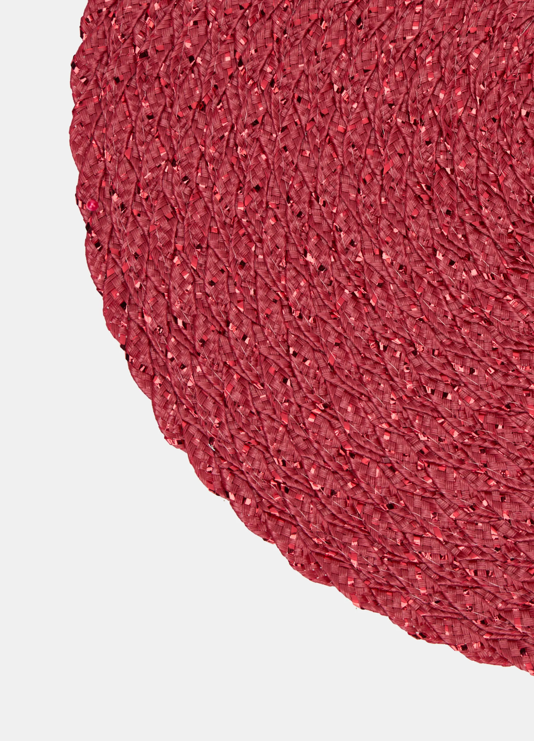 Tovaglietta rotonda intrecciata con dettagli lucidi