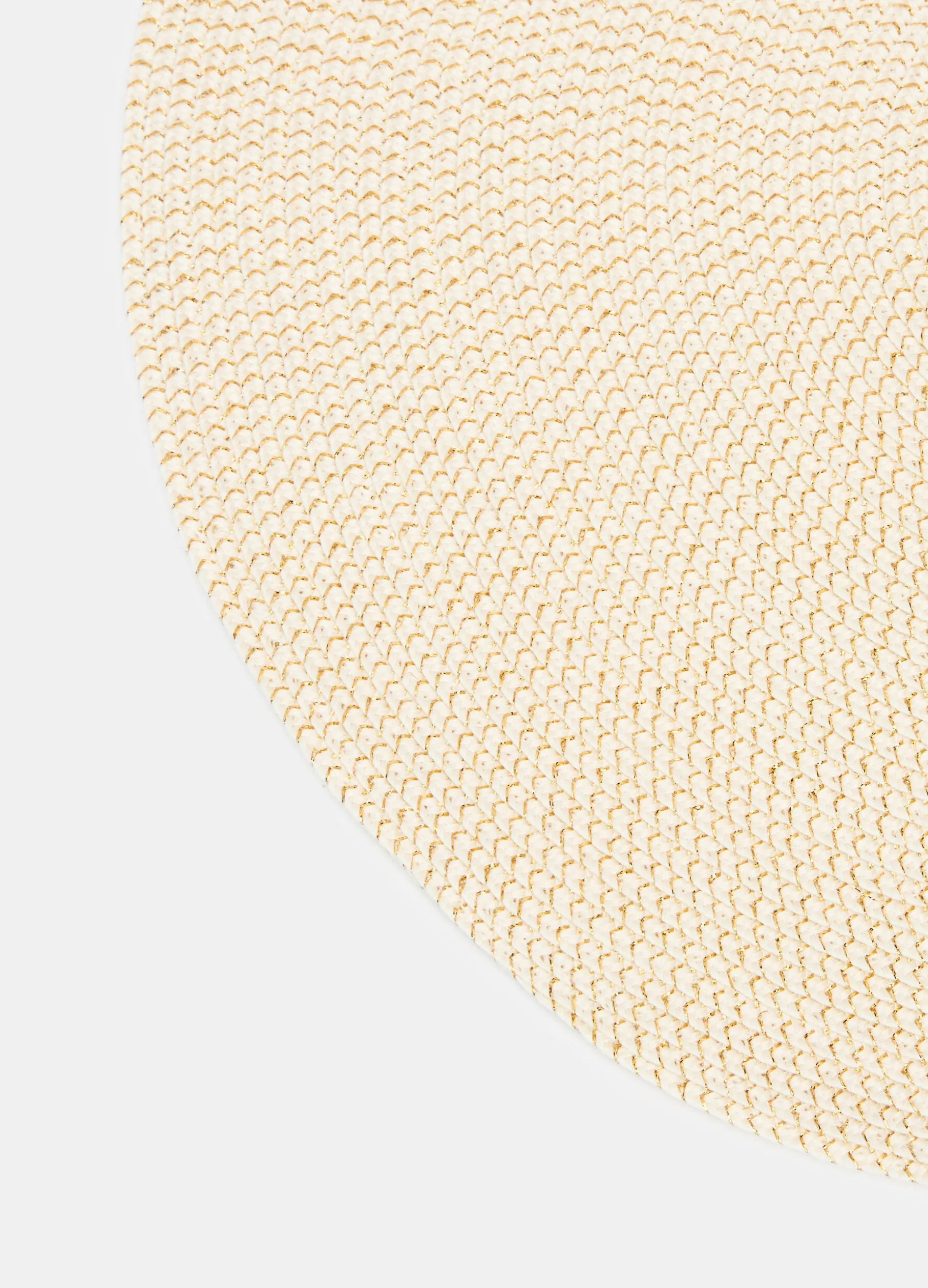 Tovaglietta rotonda intrecciata con filo dorato