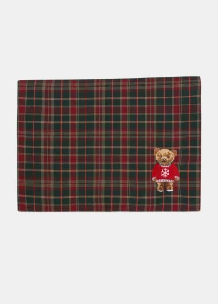 Tovaglietta tartan con ricamo Teddy Bear