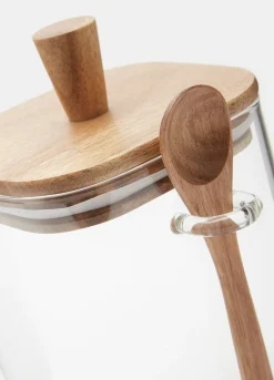 Vasetto in vetro con cucchiaio in acacia