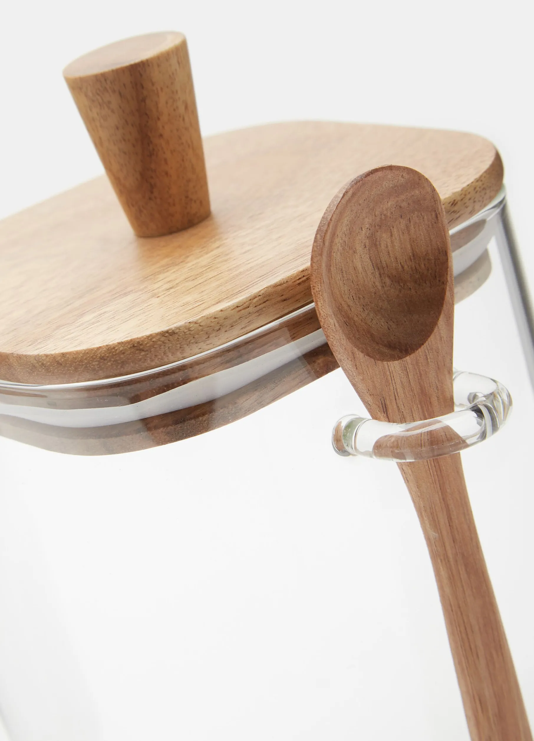 Vasetto in vetro con cucchiaio in acacia