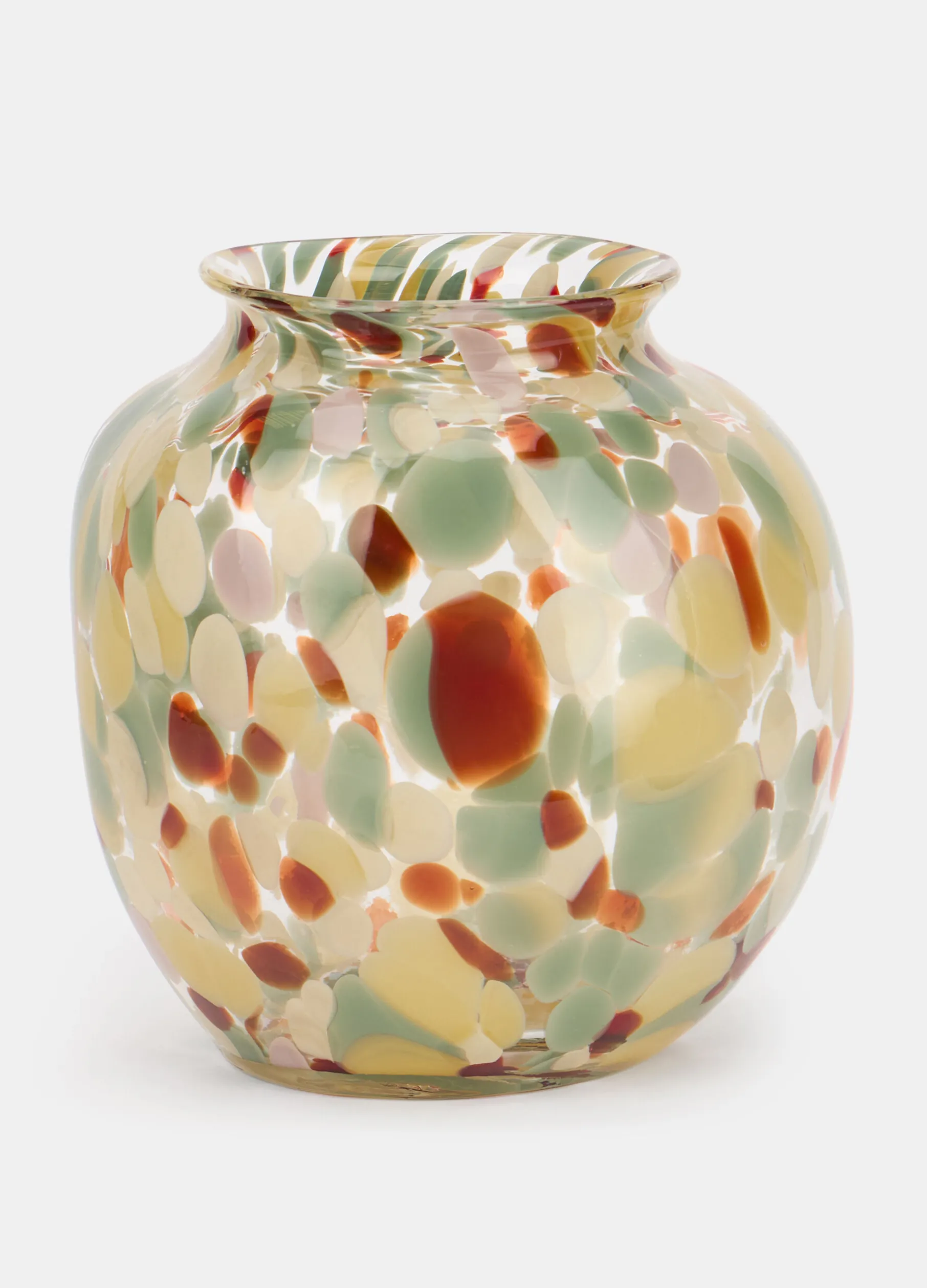 Vaso arrotondato in vetro screziato