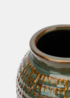 Vaso in ceramica smaltata e screziata